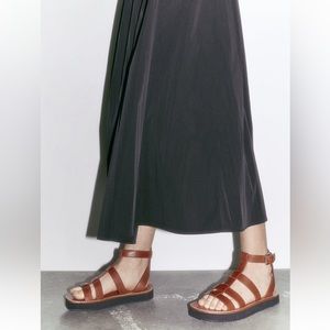 Zara LEATHER FISHERMAN SANDALS. Brown. Sizes 6.5, 10. New with Tags.